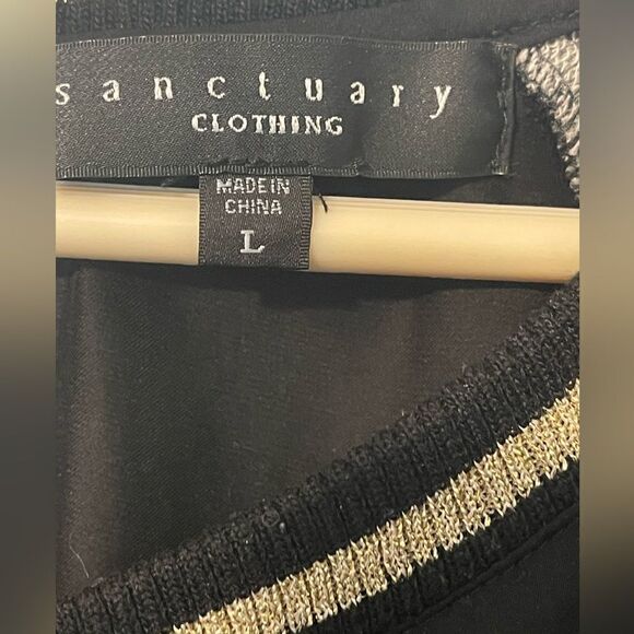 Sanctuary black grey and gold top sz L - Picture 3 of 5
